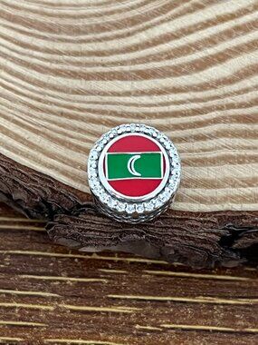 Pandora Maldives Flag Bead Charm S925 Silver Charm